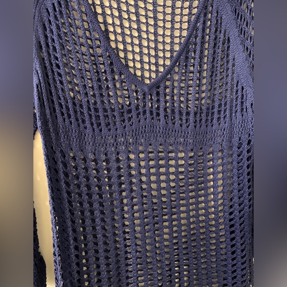 #360 - NWT Simply Noelle Open-Weave Knit Tunic Sweater/Cover-Up, Blue, Size XXL - Picture 4 of 10
